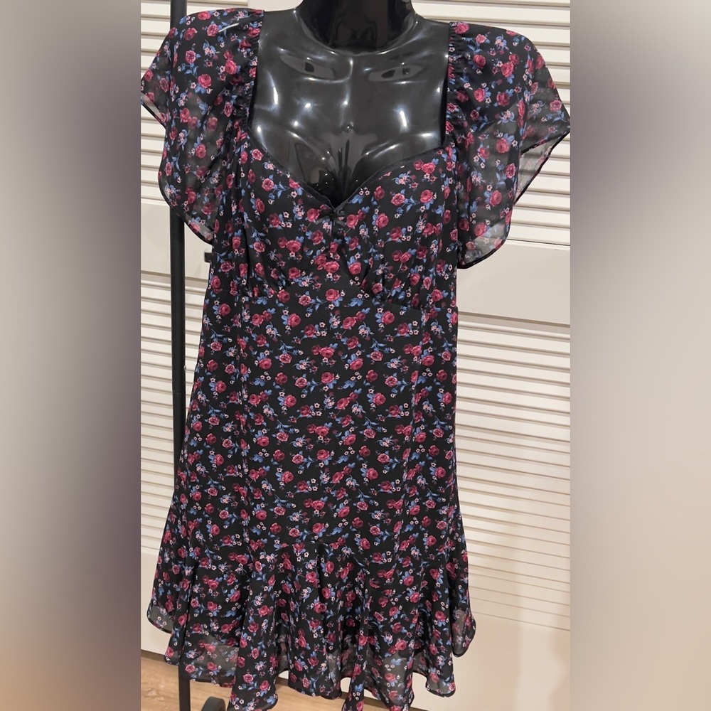 Rewind Black and Pink Floral Maxi Dress